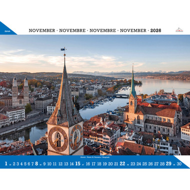 CALENDARIA Bildkalender 2026 9783036205663 Zürich ML 40x31cm