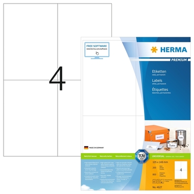 HERMA Étiquettes univers. 105x148mm 4627 blanc 800 pcs./200 flls.