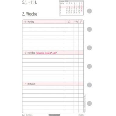 CHRONOPLAN Ersatz Wochenplan 2026 50616Z.26 1W/2S in Zeilen Mini