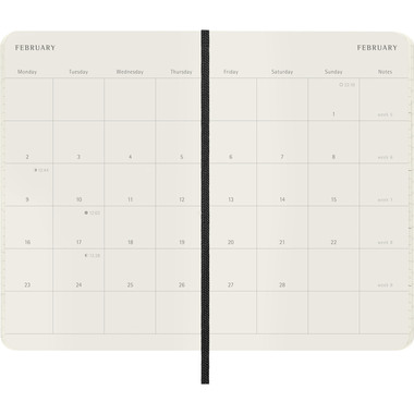 MOLESKINE Agenda Classic Pocket 2026 DSB12MN2Y26 1M/2S schwarz SC 9x14cm