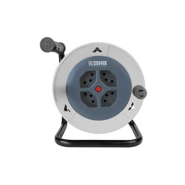 STEFFEN Bobine de câble Plastique 15 m 4 x T13, IP20, gris/bleu