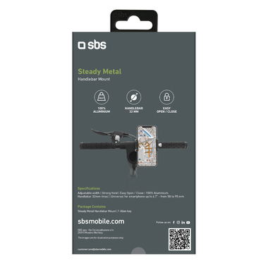 Aluminium mobile phone holder for bicycles or scooters