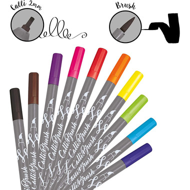 ONLINE Calligraphy Brush Pens 19051 Double Tip, Set, 10 Stück