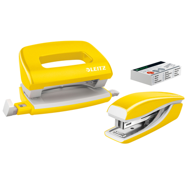LEITZ Locher/Hefter NeXXt WOW 5561 5561-20-16 gelb, Bundle 10 Blatt