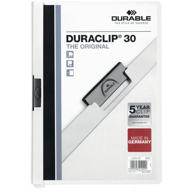 DURABLE Classeur à pince DURACLIP 30 220002 pour 30 feuilles A4 blanc