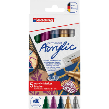EDDING Acrylmarker 5100 2-3mm 5100-E5-999 metallic, ass. 5 pcs.