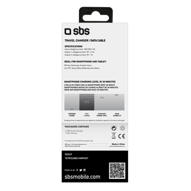 Chargeur de batterie mural avec deux ports USB