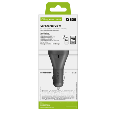 Car charger with three USB outputs