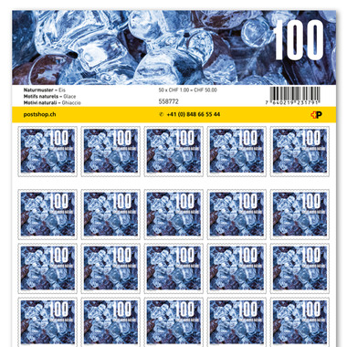 Timbres CHF 1.00 «Glace», Feuille de 50 timbres