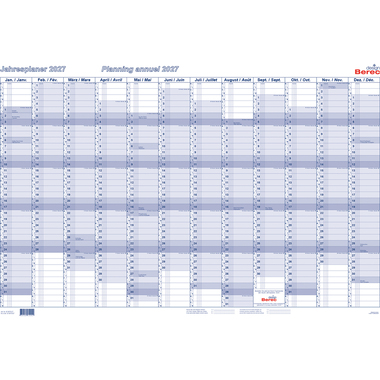 BEREC Pianificatore annuale 2027 B 5670/27 1A/1P blu 60x90cm