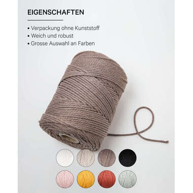 I AM CREATIVE Macrame Rope 6203.04 coffee 2mm, 500g