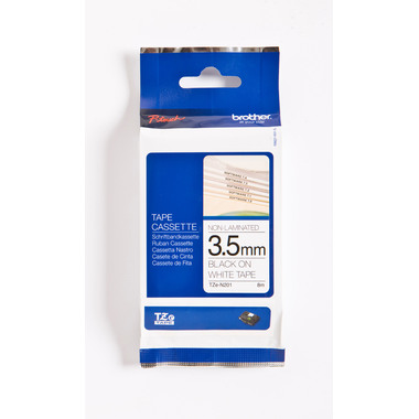 PTOUCH Nastro,non lam. nero/bianco TZe-N201 PT-1280 3.5 mm