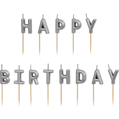 PARTYDECO Candele Happy Birthday SCS-13-018 Argento