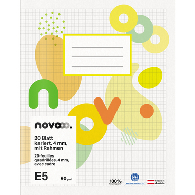 NOVOOO Cahier d'école E5 729761 4mm quadrillé avec marge 90g