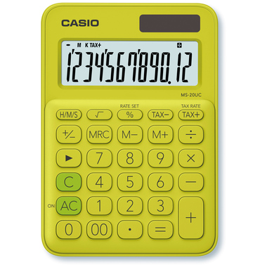 CASIO Mini Calcolatrice MS-20UC-YG-S 12 cifre verde/giallo