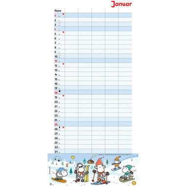 HEYE Familienplaner Sheepworld 2026 22343+26 1M/1S DE 5 Spalten 21x45cm