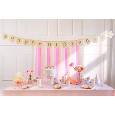 PARTYDECO Ghirlanda Happy Birthday 3m GRLF3 Feltro, rosa