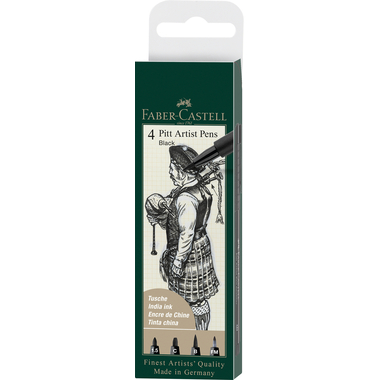FABER-CASTELL Artist Pen Ink Pen 167153 nero 4 pcs.