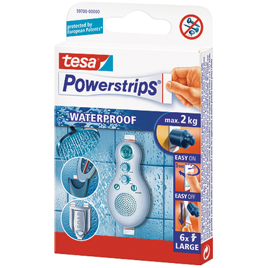 TESA Powerstrips Waterproof 597000000 blanc, large, 6 pcs.