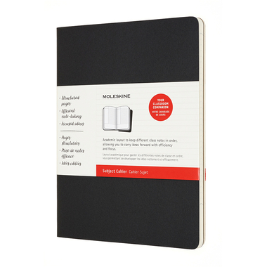 MOLESKINE Cahier Study XLarge 620282 ligné, noir, 160f. 2 pcs.