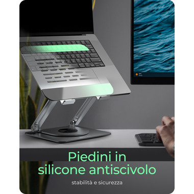 ICY BOX Rotatable and fully adjustable IB-NH300-R notebook stand 17 Inch silver