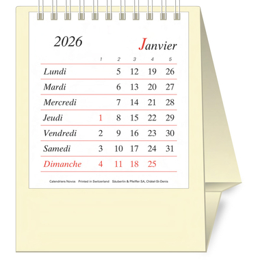 NOVOS Calendario Pro Bristol F. 2026 508097 1M/1P beige FR 11.5x14cm