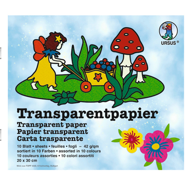 URSUS Transparentpapier 20×30cm 1890099 42g, 10 Farben ass.
