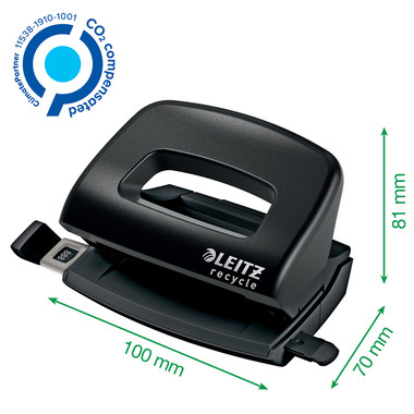 LEITZ Locher NeXXt Recycle 5010-00-95 schwarz, CO2 neutral 10 Blatt