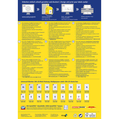 AVERY ZWECKFORM Etichette 105×37mm 3484-200 bianco 3520 pz./200+20 fogli