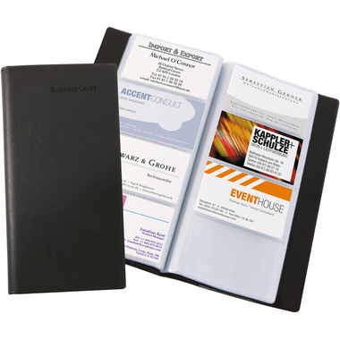 SIGEL Visitenkarten-Mappe,Lederop. VZ172 schwarz,matt,192 ST.