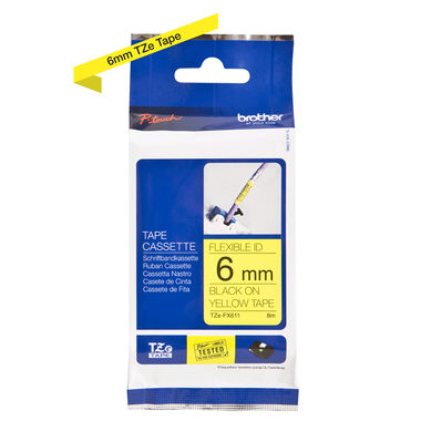 PTOUCH Flexitape lamin. schwarz/gelb TZe-FX611 zu PT-550 6 mm