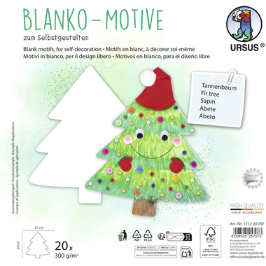 URSUS Motivi in bianco 23x23cm 17120005F Albero di Natale 20 fogli
