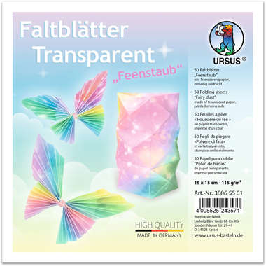 URSUS Dépliants Papier transparent 38065501 Poussière fée,15x15cm 50flls.