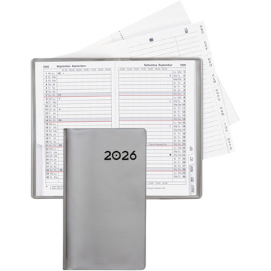 BIELLA Agenda Paris 2026 851512280026U 1M/2P silber ML 7.5x12.6cm