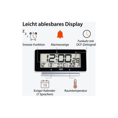 Sveglia digitale ADE con visualizzazione della temperatura e della data