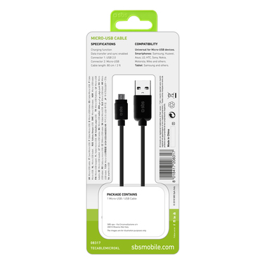 Kabel USB 2.0 Daten auf USB-micro, Länge 60 cm