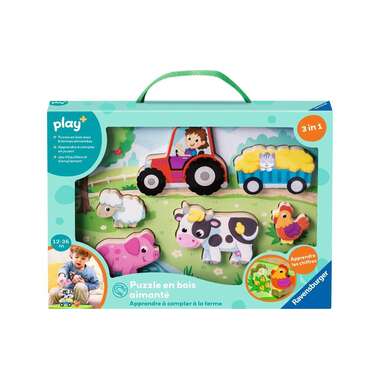 play+ Puzzle en bois aimanté: ferme FR