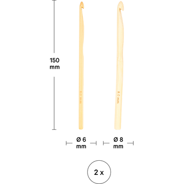 I AM CREATIVE Set di ganci per uncinetto 6201.12 8 & 6 mm 2 pezzi