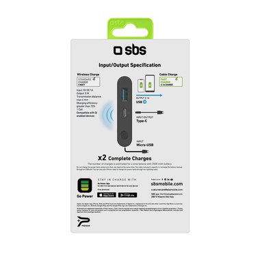 5 W kabellose Powerbank mit USB- und Typ C-Ausgängen