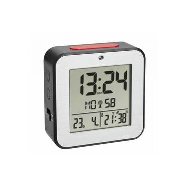 TFA Dostmann digital alarm clock with indoor temperature Black/Silver