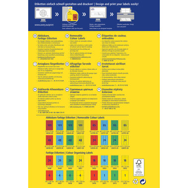 AVERY ZWECKFORM Étiquettes 45,7x21,2mm L6041-20 jaune 960pcs./20fl.