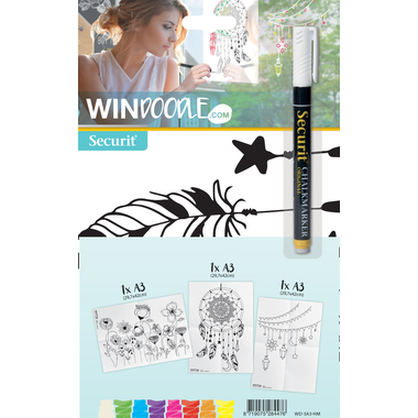 SECURIT Fensterschablone WINDOODLE WD-3A3-HM A3 Home 3 Stück