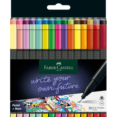 FABER-CASTELL Finepen Grip 0.4mm 151630 30 couleurs, Etui
