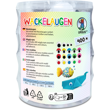 URSUS Wackelaugen Stapelbox 8640099 assortiert 400 Stück
