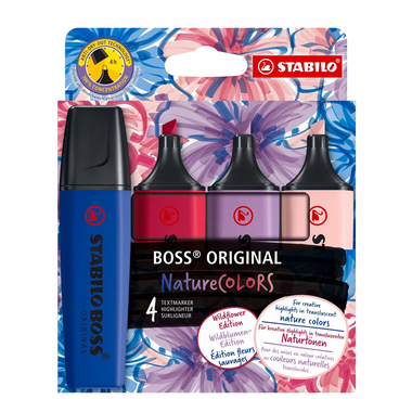 STABILO Boss Marker luminoso Original 70/4 assortiti, Wildflowers 4 pezzi