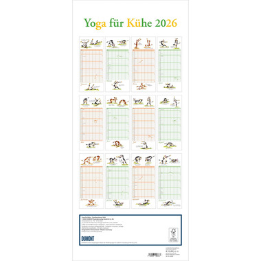 DUMONT Calendario familiare 2026 260668 Mucche yoga 6 colonne 22x49cm