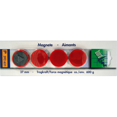 BÜROLINE Magnet 37 mm 392631 rot 4 Stück