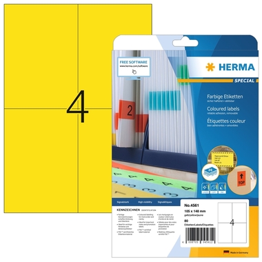 HERMA Etichette SPECIAL 105x148mm 4561 giallo,non-perm. 80 pz./20 f.