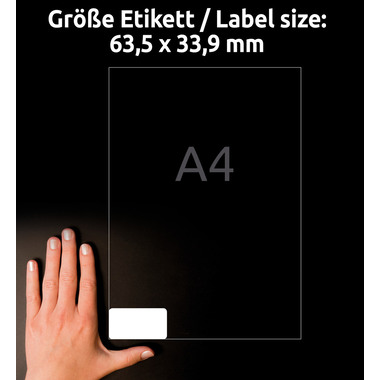 AVERY ZWECKFORM Etiquettes adress. 63,5x33,9mm L7159-100 blanc 2400 pcs./100 flls.
