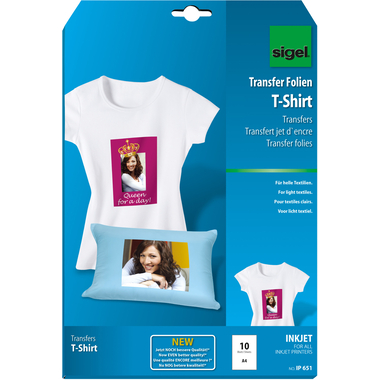SIGEL Inkjet-Transfer T-Shirt A4 IP651 helle Textilien 10 Blatt